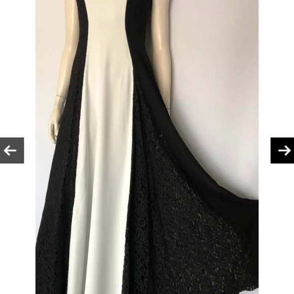 Carolina Herrera Color Block Asymmetric Black White Lace Gown Dress 12 - Picture 4 of 17